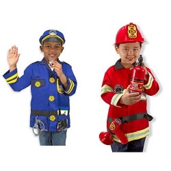 Melissa & Doug Police Officer Role Play Set & Fire Chief Role Play Set Bundle