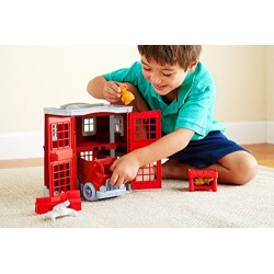 Green Toys Fire Station, Fire Truck and Mini Figures Playset