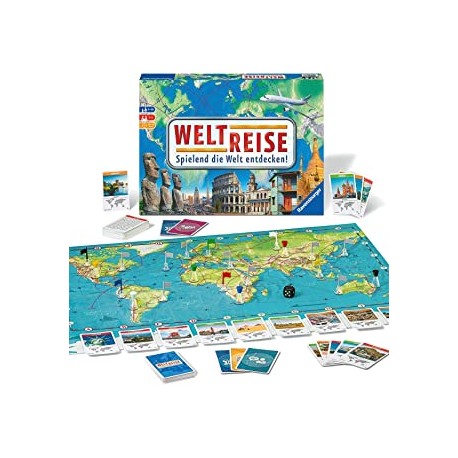 Ravensburger 26332 &quot;Weltreise&quot; Classic World Travel Family Board Game for up to 6 Players (from 8 Years), Over 170 Cit