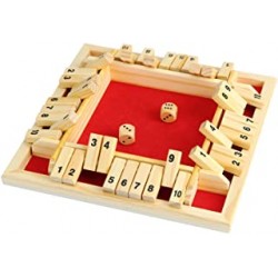 NXACETN Wooden Board Game 2 Dice Shut The Box Dice Game Classic 4