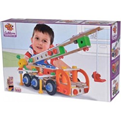Eichhorn 100039094 Constructor Crane Wagon Versatile Wooden Toy 170 Components 4 Different Constructions FSC 100% Certified Beec