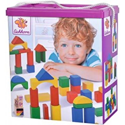 Eichhorn Colourful Wooden Building Blocks In One Shape, Colourful
