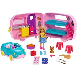 Barbie Chelsea Camper and Doll Play Set or Food Truck Dolls Toy from 3 Years, multicoloured