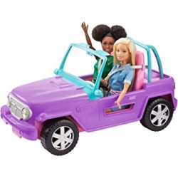 Barbie GMT46 Beach Jeep in Purple, Vehicle with Space for 2 Dolls, Doll Accessories, Toy from 3 Years
