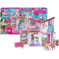 Barbie FXG57 Malibu House Dollhouse, 60 cm Wide with 25 Accessories, Dolls Toy from 3 Years