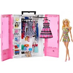 Barbie GBK12 Portable Wardrobe with Hanger incl. Doll, doll accessories and dolls toys from 3 years.