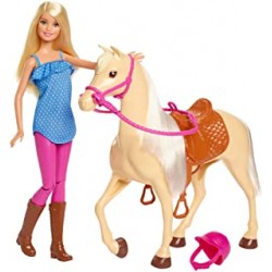 Barbie FXH13 Horse with Mane and Doll with Moving Knees, Dolls Toy and Doll Accessories from 3 Years