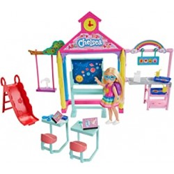 Barbie GHV80 Club Chelsea classroom play set with a doll (blonde) and school, with accessories, toy for children from 3 years