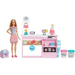 Barbie Blonde Doll Playset with Dough, Vases and More for Children