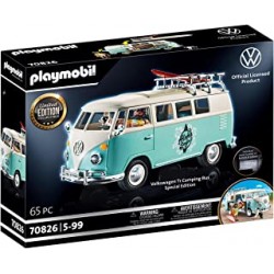 PLAYMOBIL 70826 Volkswagen T1 Camping Bus as Light Blue Surfer Van, Special Edition for Fans and Collectors, 5