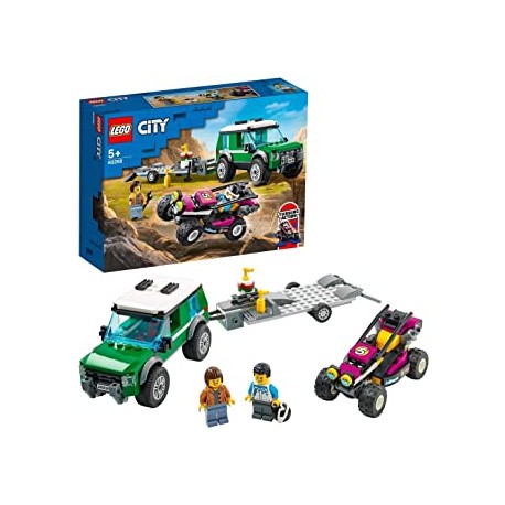 Lego 60288 City race buggy transporter truck with trailer and steerable Baja race buggy
