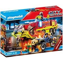 PLAYMOBIL City Action 70557 Fire Engine with Fire Engine with Light and Sound Effect for Children Aged 4