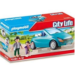 Playmobil City Life 70285 City Life Playmobil Dad and Child with Convertible Car, Multicoloured