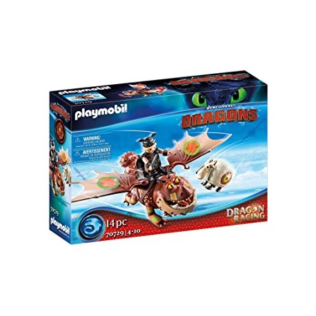 PLAYMOBIL DreamWorks Dragons 70729 Dragon Racing Fish Bone and Meat Tenderiser for Ages 4 and Above