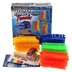 Other 220 Pieces Magic Flexible Track Set Amazing Racetrack Glow in the dark car Can Bend Flex 11Ft Toys
