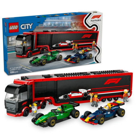 LEGO City 60445 Kamión F1 s vozidlami F1 RB20 a AMR24