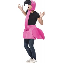 Smiffy's Adult Unisex Flamingo Costume, Foam Piece with Neck and Hood, Party Animals, Serious Fun, One Size, 26392