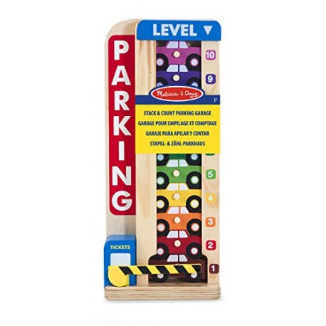 Melissa & Doug Stack & Count Wooden Parking Garage With 10 Cars
