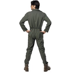 Smiffy's Men's Top Gun Pilot Costume, Jumpsuit, Dog Tags & Sunglasses, Top Gun, Colour