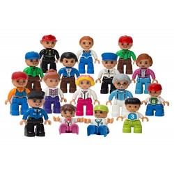 Play Build Community Figures Set – 16 Pieces – Bulk Starter Kit Includes Police Man, Farmer, Fire Fighter, Conductor, Mom, Dad, 