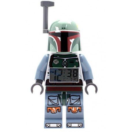 LEGO Star Wars Boba Fett Kids Minifigure Light Up Alarm Clock | green/blue | plastic | 9.5 inches tall | LCD display | boy girl 