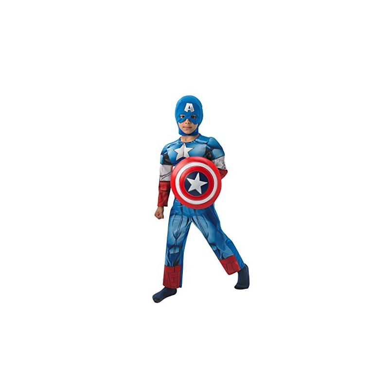 Déguisement Captain America Deluxe – Enfant – Cosplay Marvel – Combinaison + Masque + Couvre-bottes