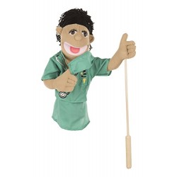 Melissa & Doug Surgeon Puppet With Doctor Scrubs and Detachable Wooden Rod for Animated Gestures