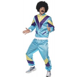 Smiffy's Adult Men's 80's Height of Fashion Shell Suit Costume, Jacket and Trousers, Back to the 80's, Serious Fun, Size