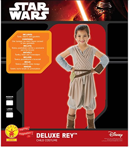 Deluxe Rey Girls Fancy Dress Disney Star Wars Force Awakens Kids Childs Costume