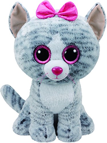 TY 36838 Kiki Cat Plush Toy with Glitter Eye Glubschi's Beanie Boo's, 42 cm, Grey