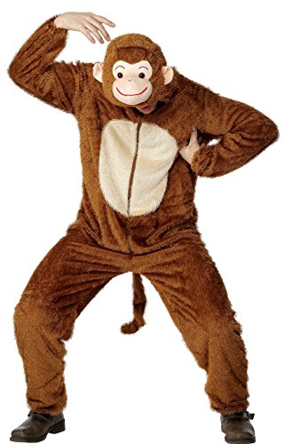 Smiffy's Adult Unisex Monkey Costume, Jumpsuit with Hood, Party Animals, Serious Fun, Size