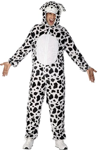 Smiffy's Adult Unisex Dalmatian Costume, Jumpsuit with Hood, Party Animals, Serious Fun, Size
