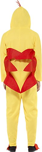 Smiffy's Adult men's Chicken Costume, Hooded All in One, Party Animals, Serious Fun, Size M, 27857