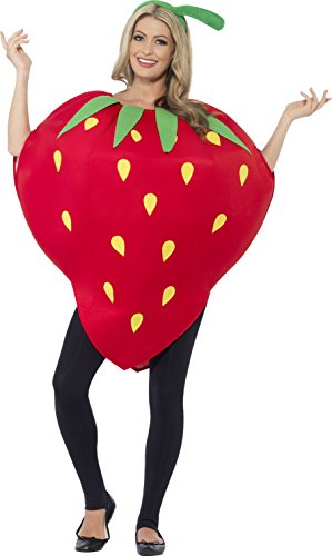 Smiffy's Adult Unisex Strawberry Costume, Printed Tabard and Headpiece, Funny Side, Serious Fun, One Size, 43406