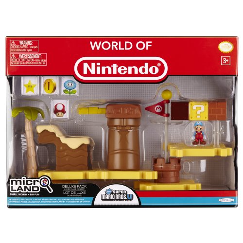Super Mario JAKKNIN020LCDIM World of Nintendo Micro Land Playset Deluxe with Layer Cake Desert and Ice Mario Figure