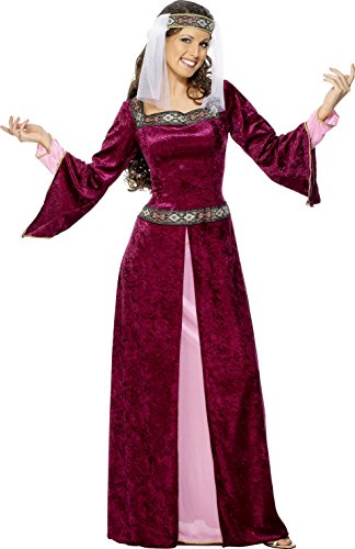 Smiffy's Adult Women's Maid Marion Costume, Dress and Headpiece, Tales of Old England, Serious Fun, Size M, 30816