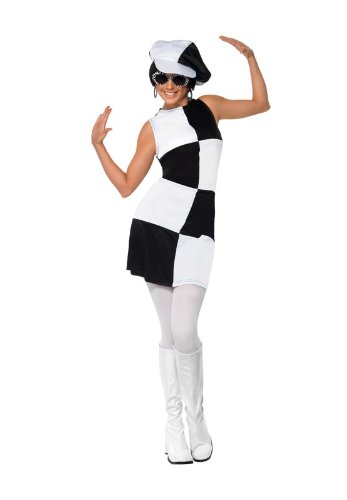 Smiffy's Adult Women's 1960's Party Girl Costume, Dress and Hat, 60's Groovy Baby, Serious Fun, Size