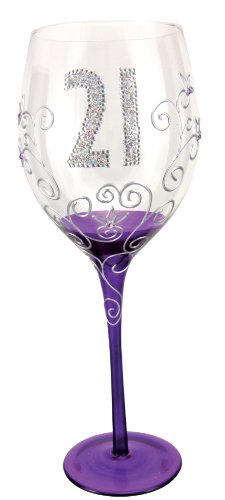 Boxer Tallulah Hand Decorated Clear Wine Glass with Gift Box, Age 21