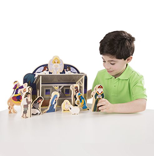 Melissa & Doug Classic Wooden Christmas Nativity Set With 4