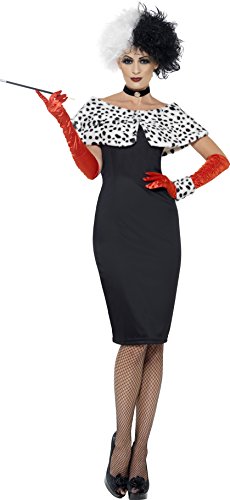 Smiffy's Adult Women's Evil Madame Costume, Dress, Gloves, Shrug, Cuff and Choker, Wings and Wishes, Serious Fun, Size L, 32806