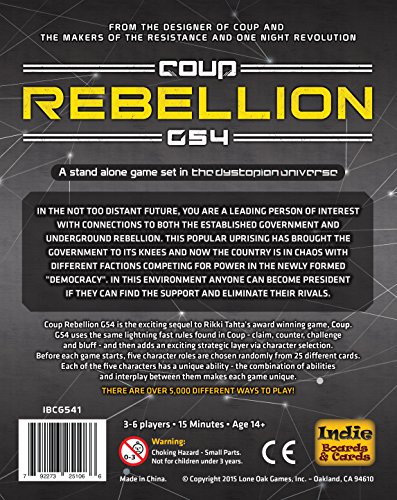 Indie Boards & Cards IBCG541 Coup Rebellion G54 Card Game