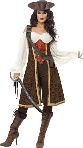 Smiffy's Adult Women's High Seas Pirate Wench Costume, Dress, Trousers and Baldric, Pirate, Serious Fun, Size