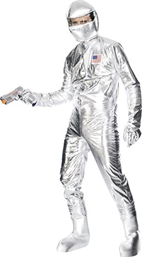 Smiffy's Adult men's Spaceman Costume, Jumpsuit, Hood, Gloves and Boot Covers, Troops, Serious Fun, Size M, 30821