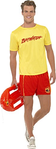 Smiffy's Adult Men's Baywatch men's Beach Costume, Top and Shorts, Baywatch, Serious Fun, Size L, 32868