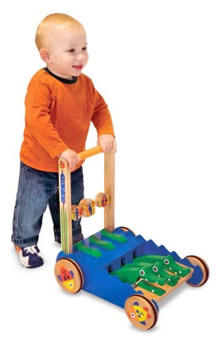 Melissa & Doug Deluxe Chomp and Clack Alligator Wooden Push Toy and Activity Walker