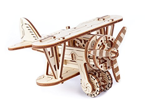 Wooden City WR304 – Biplan 3D Construction Kit Wooden Aircraft Model Kit – Craft and Build Quick and Simple, without Glue, Technology for Ages 14