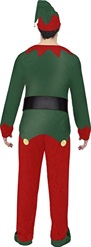 Smiffy's Adult Men's Elf Costume, Top, trousers, Hat and Belt, Elf, Christmas, Size M, 31993