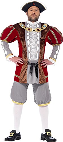 Smiffy's Adult Men's Henry VIII Deluxe Costume, Jacket and trousers, Tales of Old England, Serious Fun, Size L, 43431