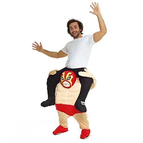 Unisex Mexican Wrestler Fancy Dress Piggyback Costume