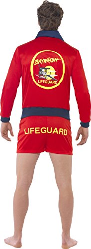 Smiffy's Adult Men's Baywatch Lifeguard Costume, Top and Shorts, Baywatch, Serious Fun, Size M, 20587